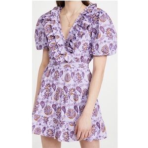 Rahi Amber Paisley Lavender Ruffled Mini Dress